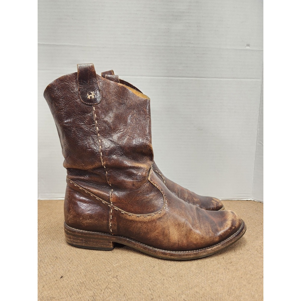 Henry Cuir x Barney's New York Distressed Western Ankle Boots Sz 6